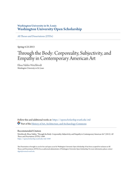 Corporeality, Subjectivity, and Empathy in Contemporary American Art Elissa Yukiko Weichbrodt Washington University in St