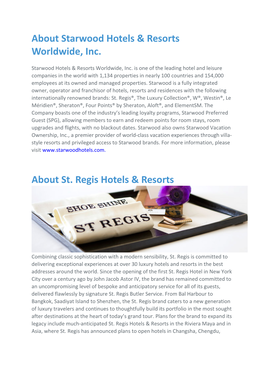 About Starwood Hotels & Resorts Worldwide, Inc