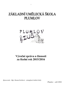 Výroční Zpráva O Činnosti Za Školní Rok 2015/2016