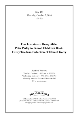 Henry Miller Peter Parley to Penrod Children's Books Henry Toledano