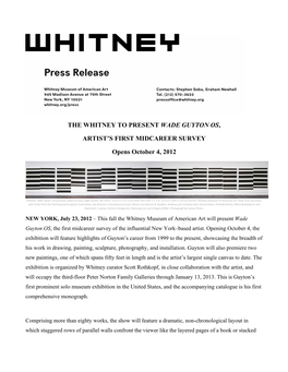 The Whitney to Present Wade Guyton Os, Artist's First