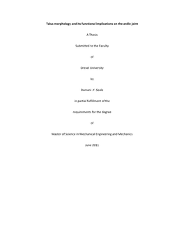 Talus Morphology and Its Functional Implications on the Ankle Joint