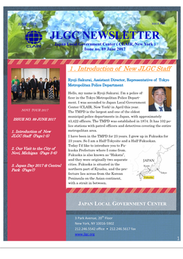 JLGC NEWSLETTER Japan Local Government Center ( CLAIR, New York ) ­ Issue No