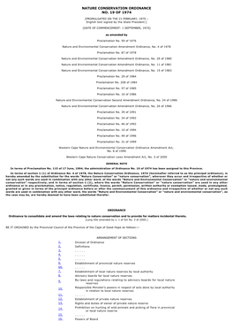 Nature Conservation Ordinance No