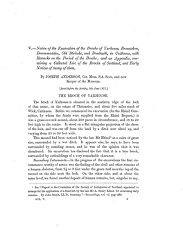 V.—Notice of the Excavation of the Brochs of Yarhouse, Brounaben