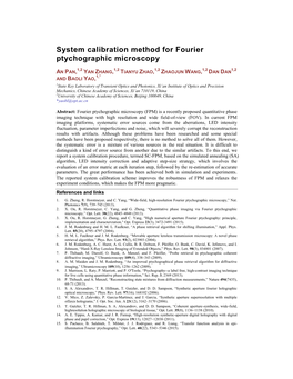 System Calibration Method for Fourier Ptychographic Microscopy