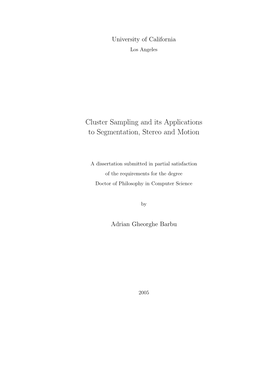 Cluster Sampling and Its Applications to Segmentation, Stereo and Motion