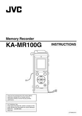 KA-MR100G EN.Book Page 1 Thursday, February 5, 2009 5:28 PM