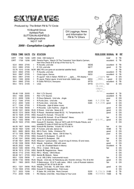 2000 Compilation Logbook