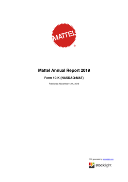 Mattel Annual Report 2019