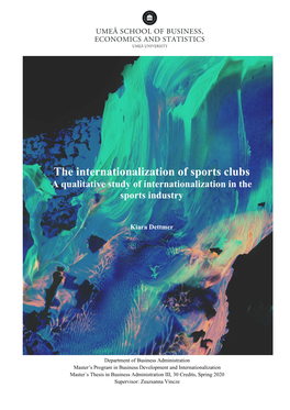 The Internationalization of Sports Clubs a Qualitative Study of Internationalization in the Sports Industry