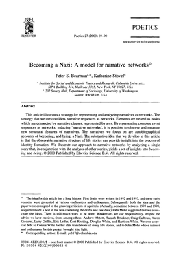 POETICS Becoming a Nazi: a Model for Narrative Networks *