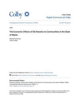 The Economic Effects of Ski Resorts on Communities in the State of Maine