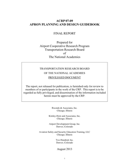 Acrp 07-09 Apron Planning and Design Guidebook Final