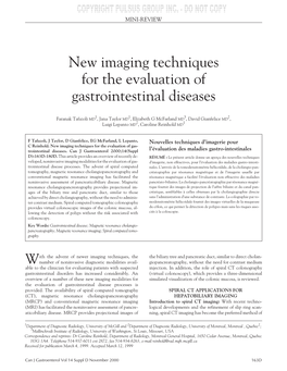 New Imaging Techniques for the Evaluation of Gastrointestinal Diseases