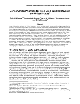 Conservation Priorities for Tree Crop Wild Relatives in the United States1