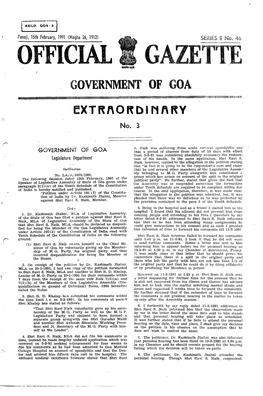 Official Gazette Igovernment Of· Goa