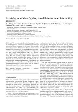 A Catalogue of Dwarf Galaxy Candidates Around Interacting Galaxies? H.J