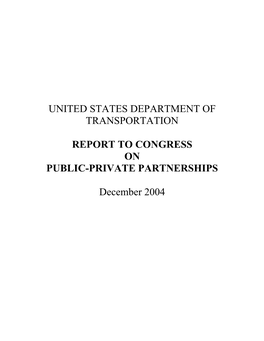 Report to Congress on Public-Private Partnerships