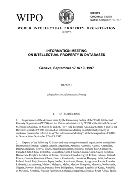 DB/IM/6 ORIGINAL: English WIPO DATE: September 19, 1997