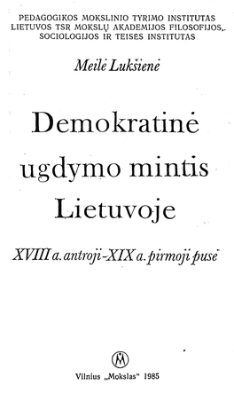 Demokratinė Ugdymo Mintis Lietuvoje