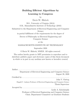 Building Efficient Algorithms by Learning to Compress by Davis W