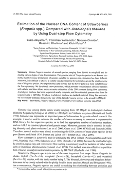 Estimation of the Nuclear DNA Content of Strawberries (Fragaria Spp.) Compared with Arabidopsis Thaliana by Using Dual-Step Flow Cytometry