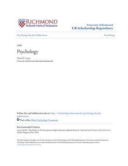 Psychology Faculty Publications Psychology