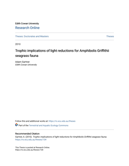Trophic Implications of Light Reductions for Amphibolis Griffithii Seagrass Fauna