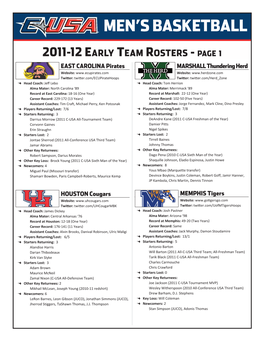2011 Early Rosters 2010 Early Rosters