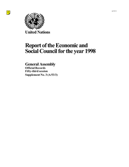 Report of the Economic and Social Council for the Year 1998