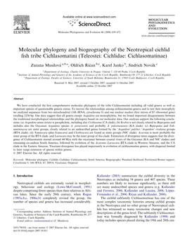 Molecular Phylogeny and Biogeography of the Neotropical Cichlid ﬁsh Tribe Cichlasomatini (Teleostei: Cichlidae: Cichlasomatinae)