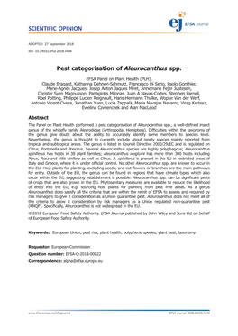 Pest Categorisation of Aleurocanthus Spp