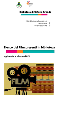 Elenco Dei Film Presenti in Biblioteca