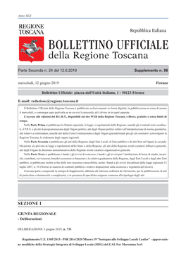 BOLLETTINO UFFICIALE Della Regione Toscana