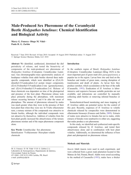Male-Produced Sex Pheromone of the Cerambycid Beetle Hedypathes Betulinus: Chemical Identification and Biological Activity