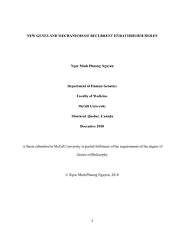 New Genes and Mechanisms of Recurrent Hydatidiform Moles