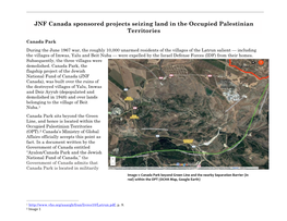 JNF Canada Sponsored Projects Seizing Land in the Occupied Palestinian Territories