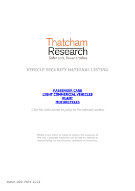 Vehicle Security National Listing