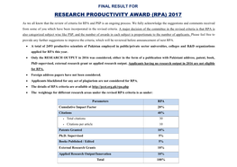 Research Productivity Award (Rpa) 2017