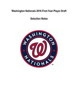 Washington Nationals 2016 First-Year Player Draft