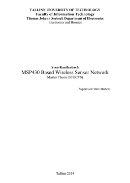 MSP430 Based Wireless Sensor Network Master Thesis (30 ECTS)