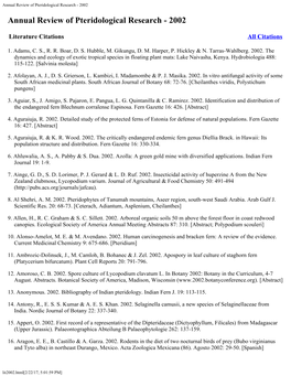 Annual Review of Pteridological Research - 2002