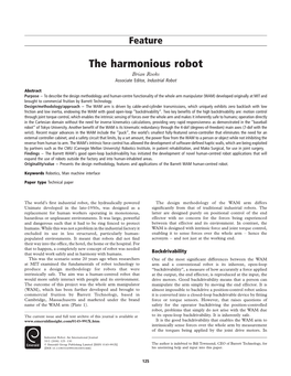 The Harmonious Robot Brian Rooks Associate Editor, Industrial Robot