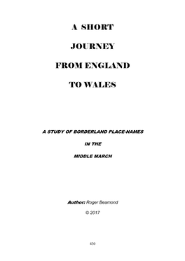 A Short Journey from England to Wales