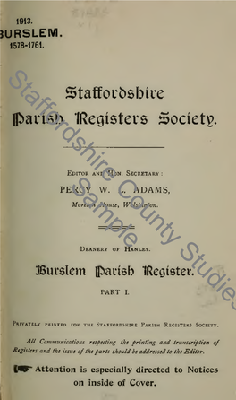 Burslem Parish Register