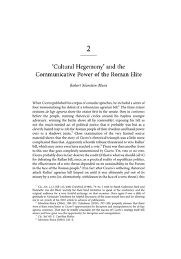 Cultural Hegemony’ and the Communicative Power of the Roman Elite