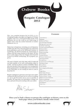 Bargain Catalogue 2012 Oxbow Books