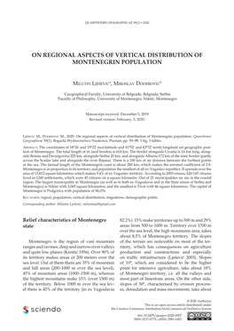 On Regional Aspects of Vertical Distribution of Montenegrin Population