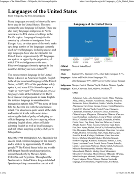 Languages of the United States - Wikipedia, the Free Encyclopedia